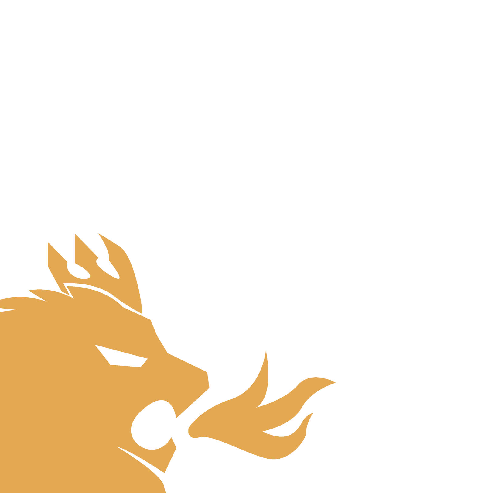 Image of a logo in the bottom left corner, gold-yellow lion silhouette wearing a crown and breathing fire.