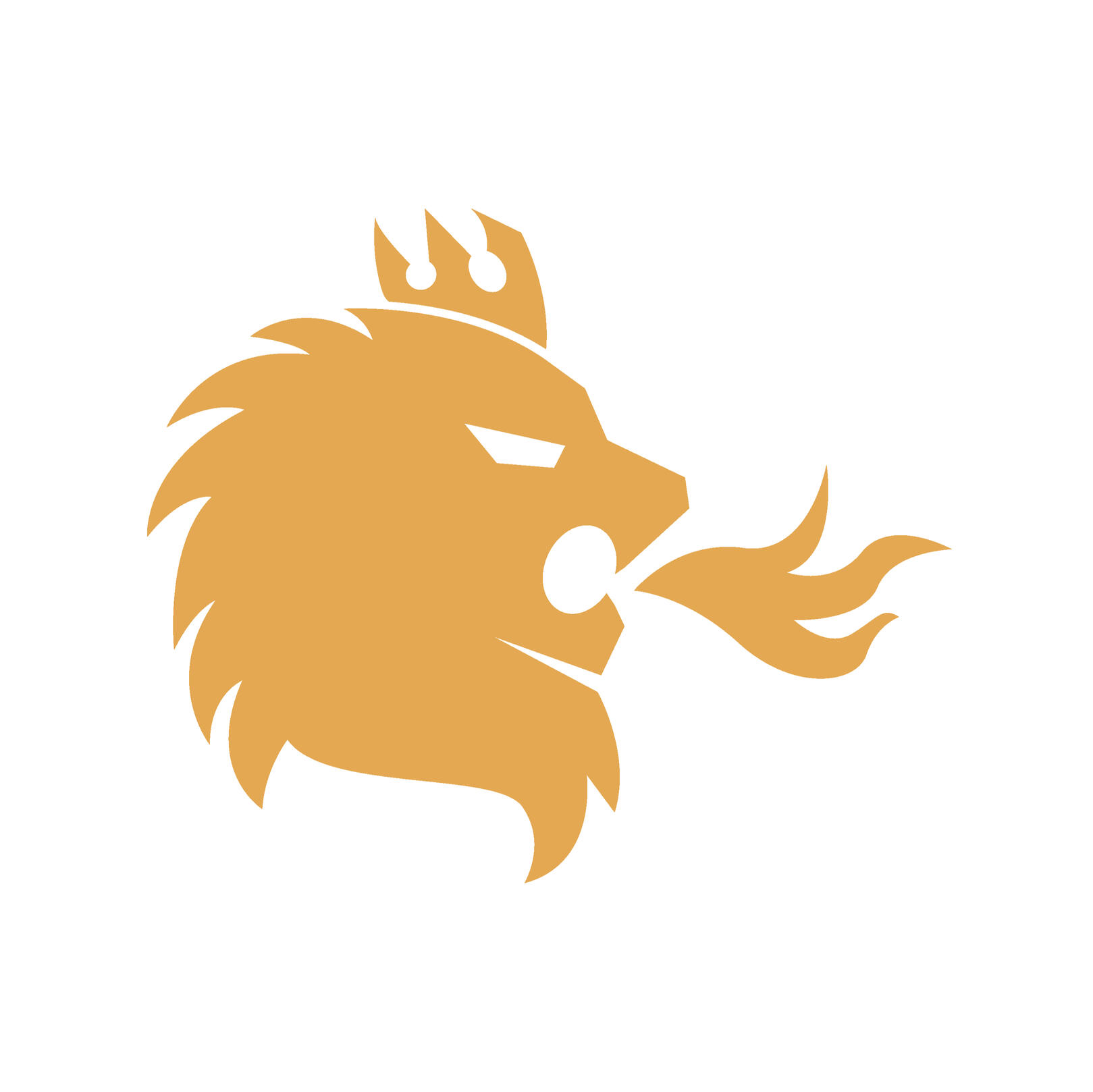 Image of a logo in the bottom left corner, gold-yellow lion silhouette wearing a crown and breathing fire.